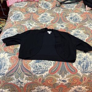 Chico's Bolero Cropped Open Cardigan Short Sleeve Knit Black Chicos size 1